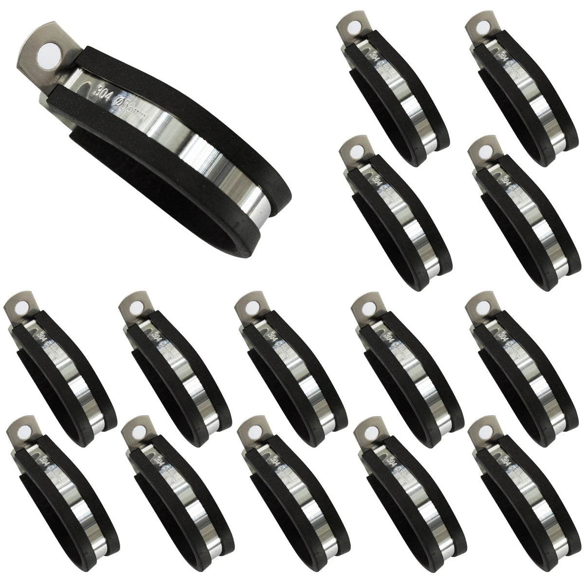 15Pcs R Type 1-1/2 Inch (38mm) Black and Silver for Automotive Use