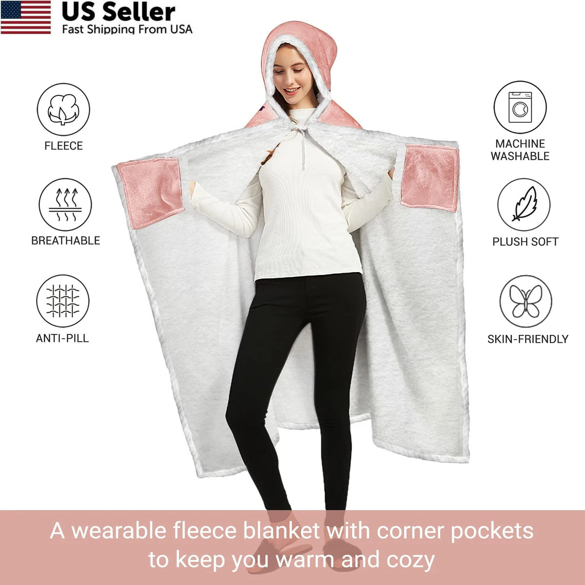 Wearable Blanket Hoodie for Mothers Day Gifts (One Size)