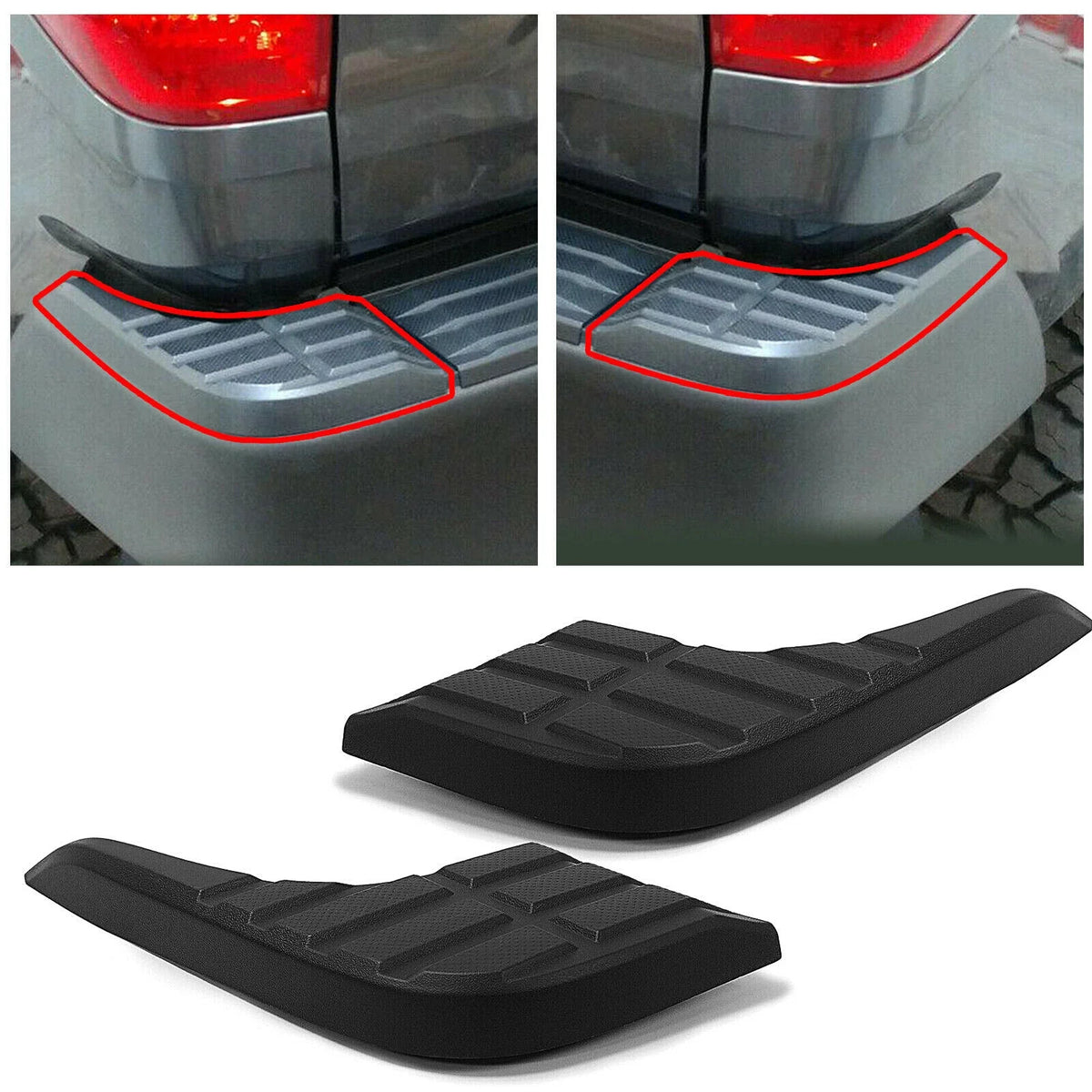 Set of 2 Rear Bumper Step Pads for Toyota Tundra (2014–2021) Black