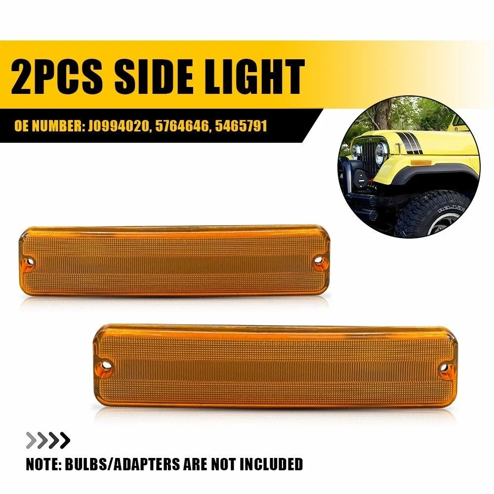 2X Front Side Marker Light Housing for Jeep Grand Wagoneer (1984–1991) Amber EXV