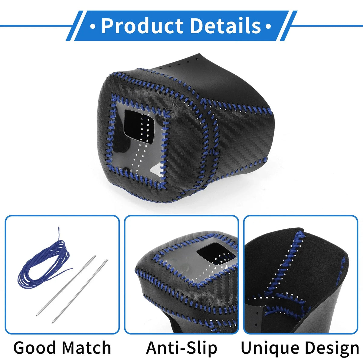 Gear Shift Knob Cover for Nissan Rogue (2021–2024) Black Carbon Fiber Blue