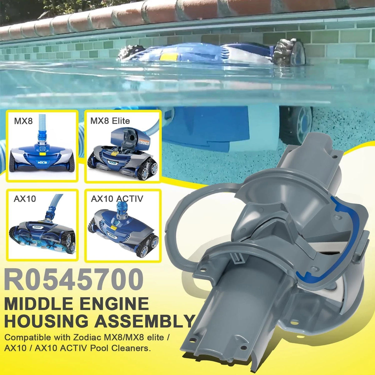 Middle Engine Housing with Ramp for Zodiac Baracuda MX8 MX8EL