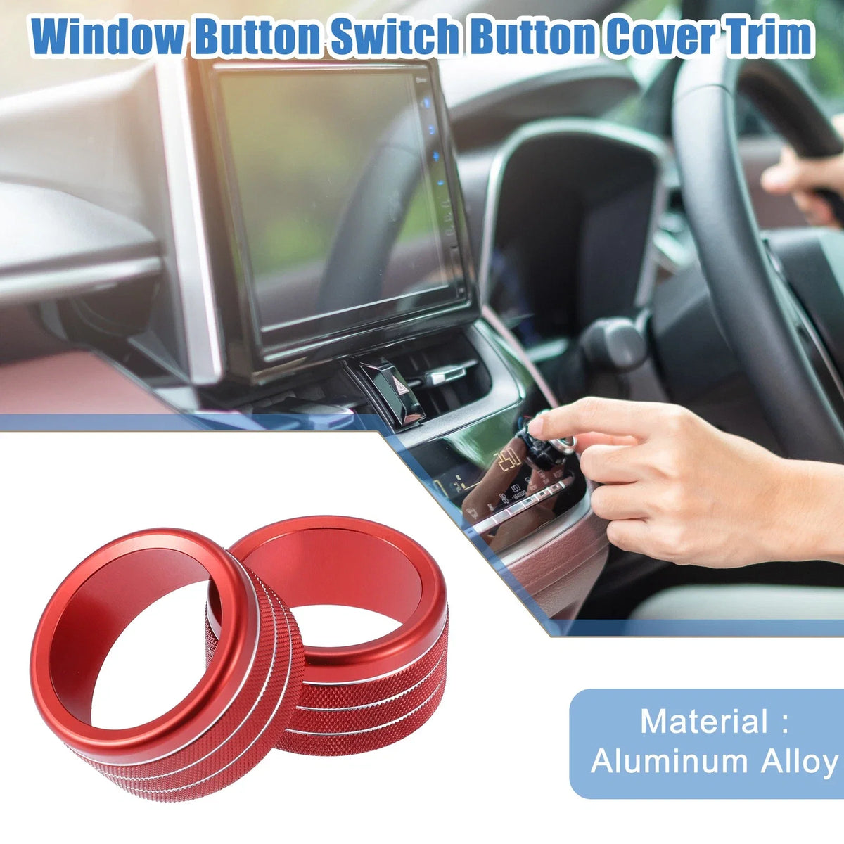 Set of 2 Air Conditioning Control Switch Knob Covers for Toyota Tundra (2014–2021) Red