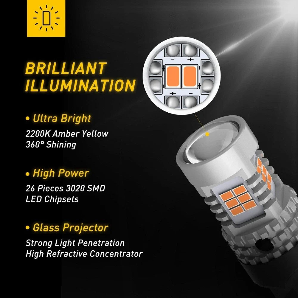 2X AUXITO LED Signal Turn Light Bulbs 7440 7443 W21W 7441 Amber for Vehicles