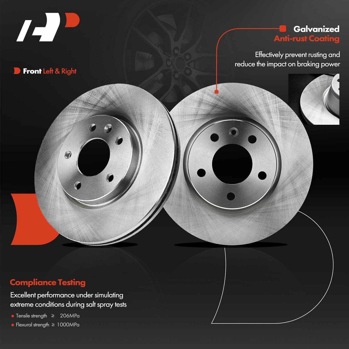Set of 2 Front Disc Brake Rotors for Chevrolet Equinox (2018–2021)