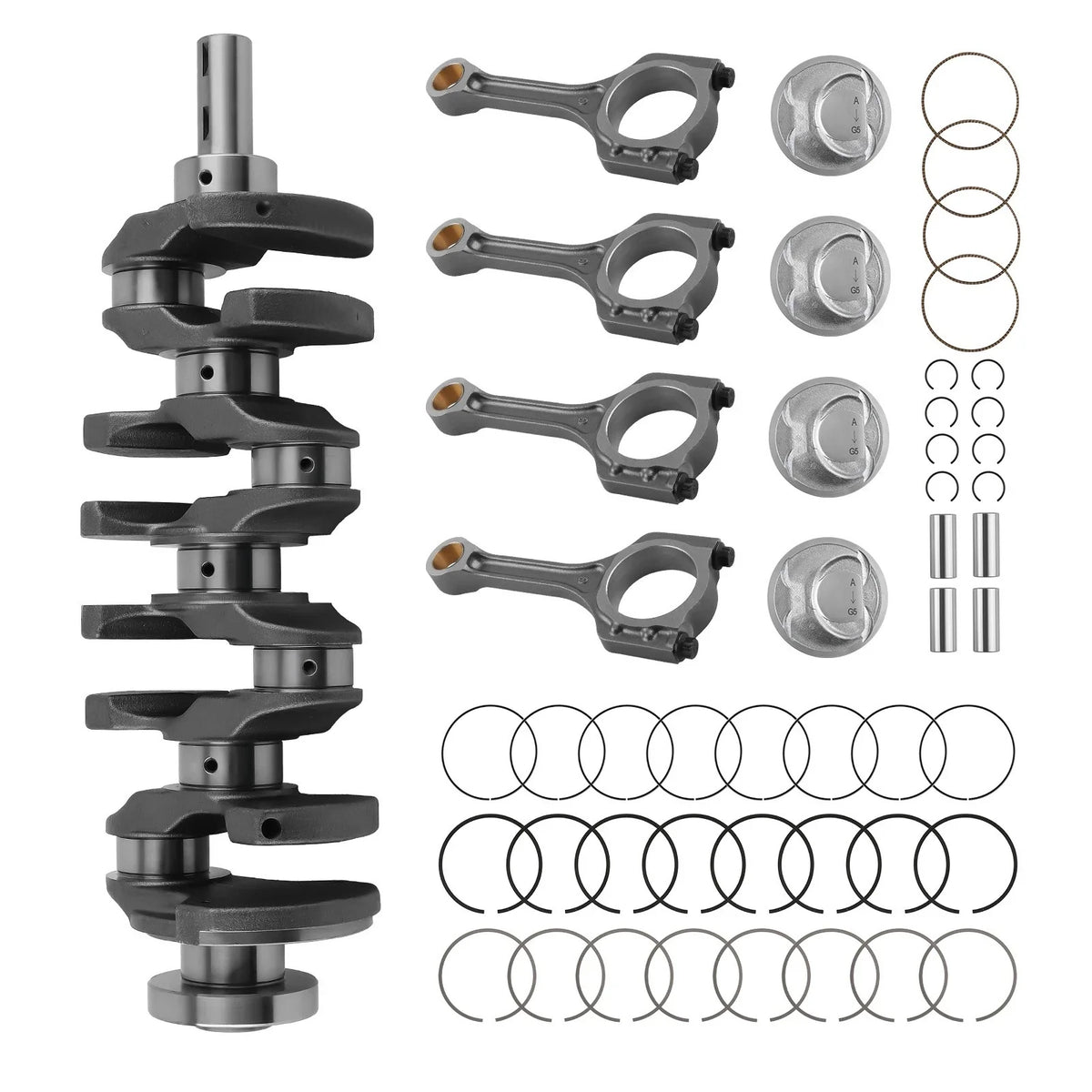 Set of 4 Rod & Piston Kit with G4KJ Crankshaft for Hyundai Sonata Kia Optima (2011–2014)