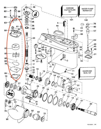 Water Pump Repair Kit for Evinrude Johnson 40-60 HP (5000308, 0438593, 0769459)