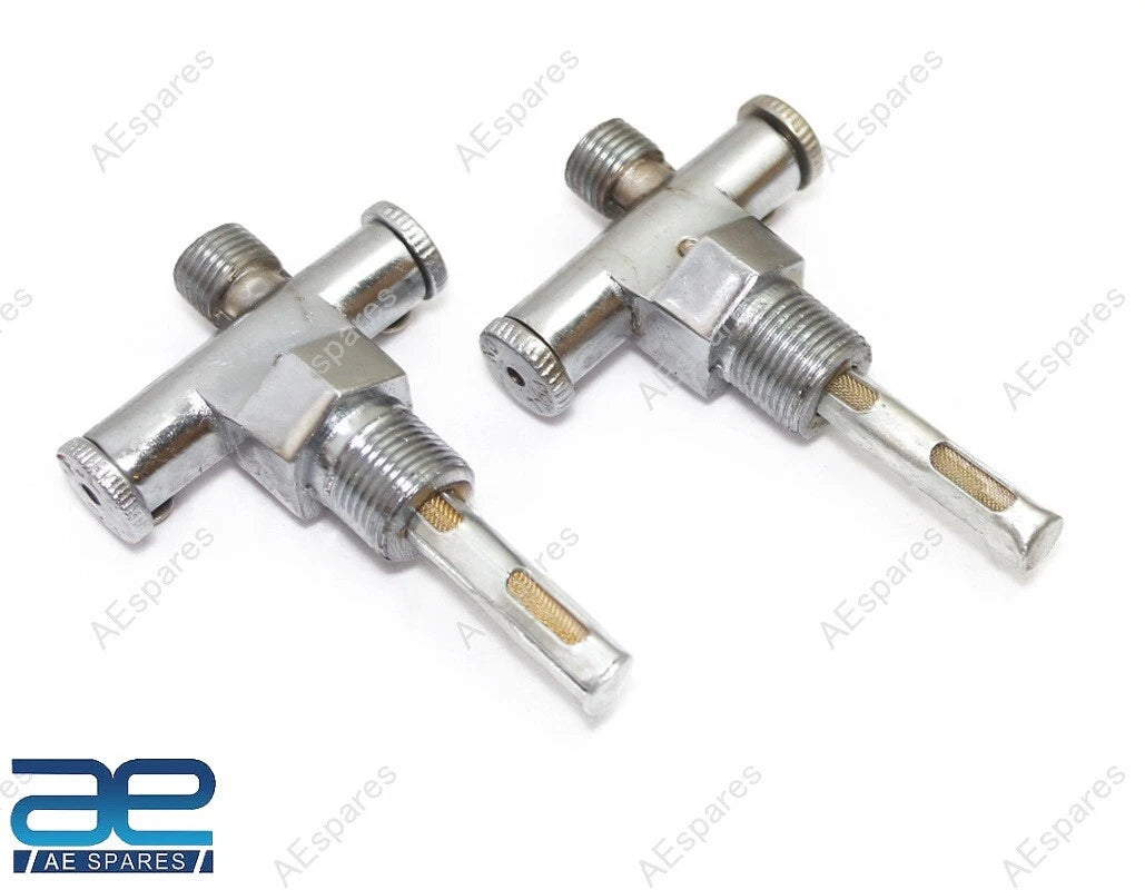 Set of 2 Brass Chrome Dual Plunger & Reserve Taps for Triumph BSA