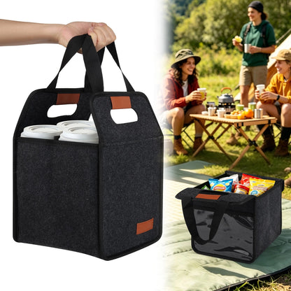 4 Cup Insulated Drink Carrier Tote Bag for Travel Picnic