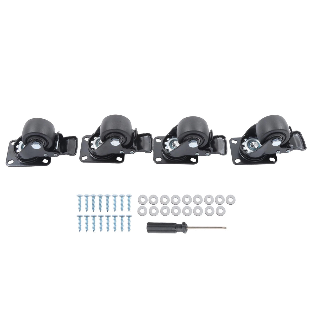 Set of 4 Casters with Brakes for Swivel Plate (2200lbs Load Capacity)