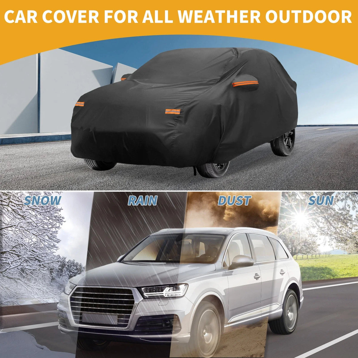 Waterproof Car Cover for Toyota Yaris (210D-PU, Black, All Weather)