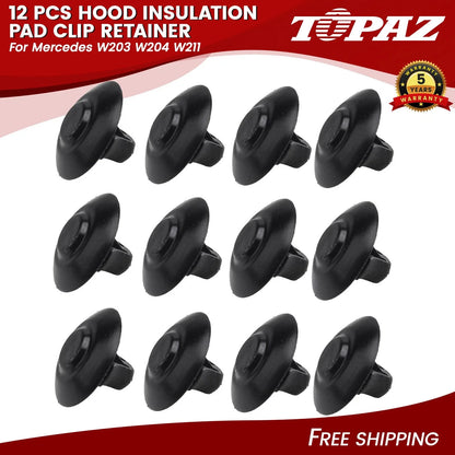 Set of 12 Hood Insulation Pad Clips for Mercedes W203 W204 W211 (2000–2016)