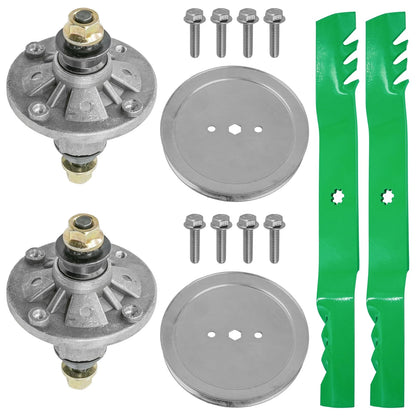 42" Deck Spindle Blade Kit for John Deere LA115 LA120 LA125 LA135 S100 S110 (SD1122+PY1322+MB3242)