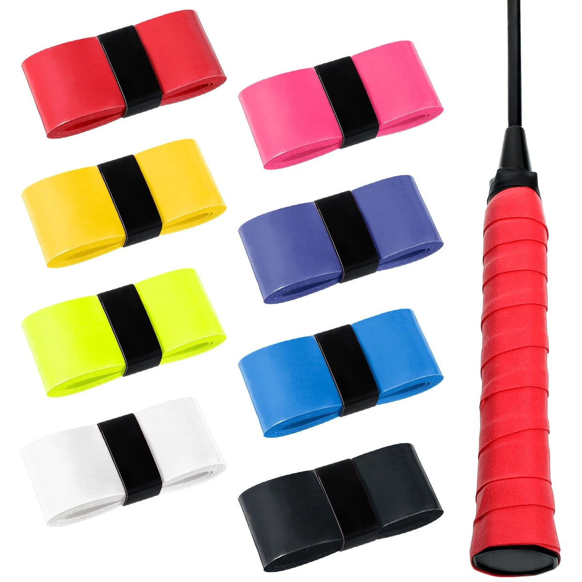 8X Tennis Racket Grip Tape - Tacky Non-Slip Colorful