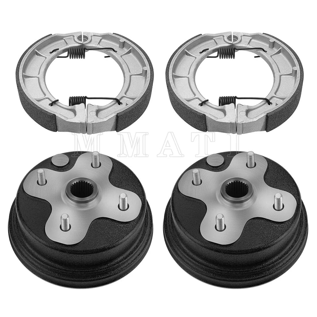 2 Front/Rear Brake Drum w/Shoes for Yamaha Timberwolf 250 (1994–2000)