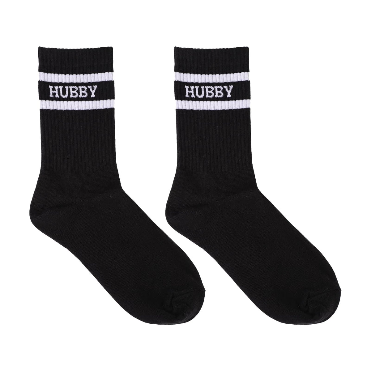 Set of 2 Black Hubby Socks for Couples, Newlywed Gifts