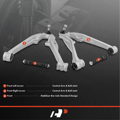 Set of 4 Front Control Arm Ball Joint Sway Bar Link for Chevy Silverado 1500 (22853473, 22853474, CMS501184, CMS501185, K700432)