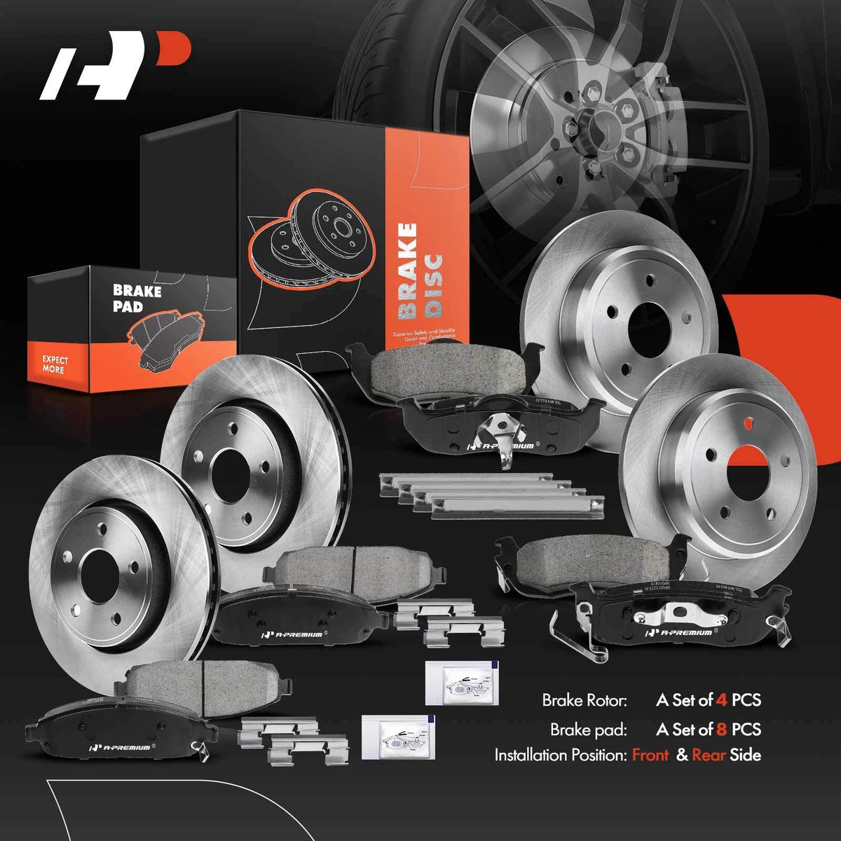 Set of 4 Disc Brake Rotors & Ceramic Pads for Jeep Grand Cherokee (53026, PRT5655)