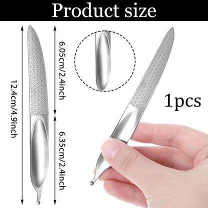 Curved Nail File for Toenails (4.9 Inch, Stainless Steel, Double-Sided)