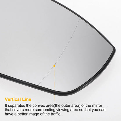 Right Side White Heated Mirror Glass for Ford Grand C-Max (2010–2019)