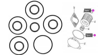 5X Oil Filter O-Ring Seal Kit for Suzuki DF 8 9.9 15 20 (09280-54001, 09280-13004)