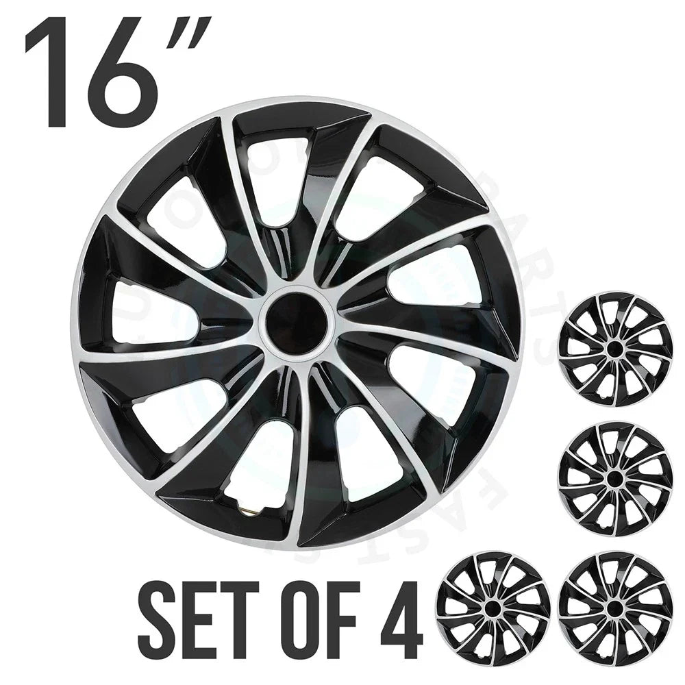 Set of 4 Black Universal Hub Caps for R16 Tire & Steel Rim