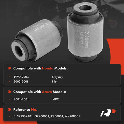 2X Front Lower Control Arm Bushing for Honda Pilot Odyssey MDX (51392S0XA01, K200001)