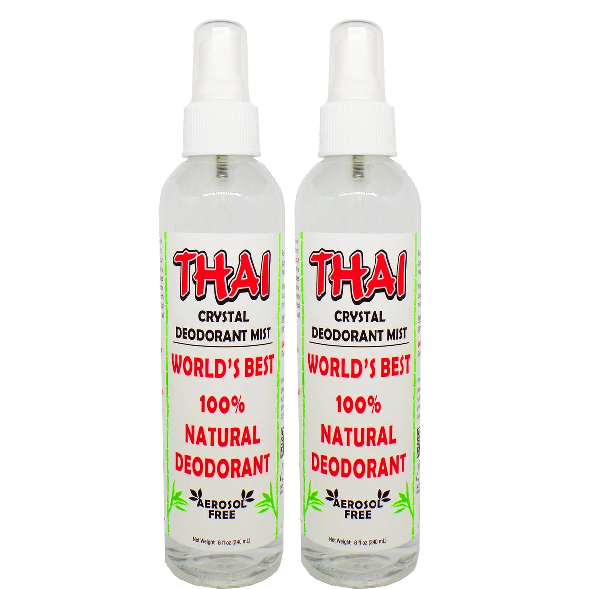 Set of 2 Thai Deodorant Stone Crystal Mist Natural Deodorant Spray 8 oz