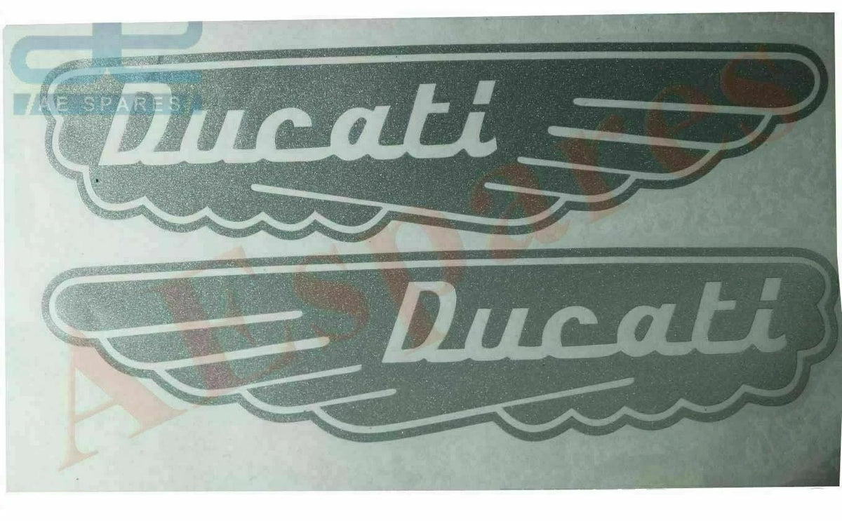 Pair of Silver Fuel Tank Stickers for Ducati