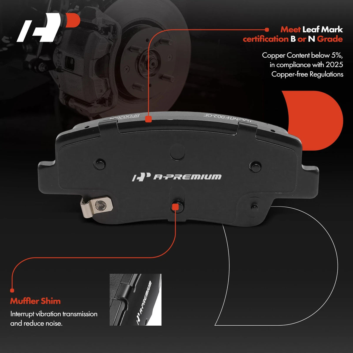 Set of 4 Rear Ceramic Brake Pads for Genesis G80 (2021–2022) P-2394