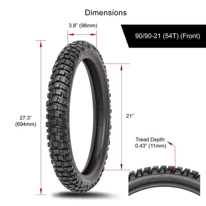 2X Tusk 2Track Adventure Tire Front 90/90-21 for Husqvarna TC 610 (1998–2000) 213-171-0002