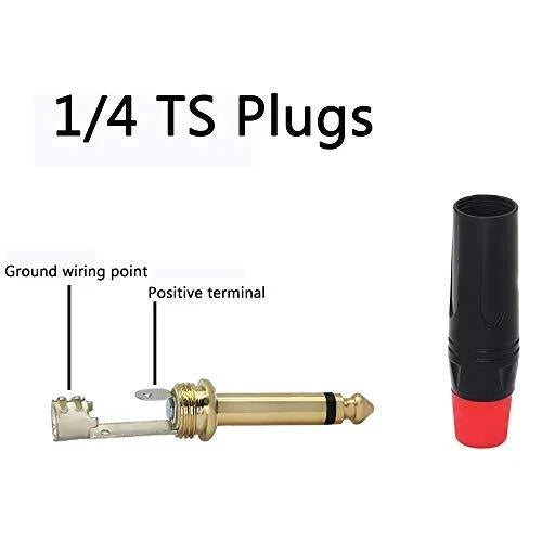 10Pcs 1/4" TS Mono Male Plug Audio Guitar Cable Jack Connector