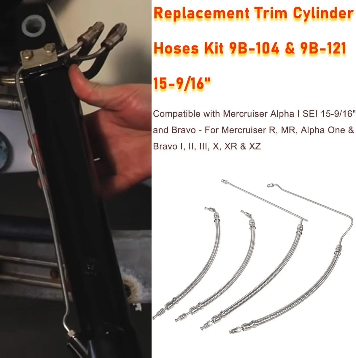 Trim Tilt Cylinder Hose Kit for Mercruiser SEI Bravo (32-99904Q, 32-864589, 864588)