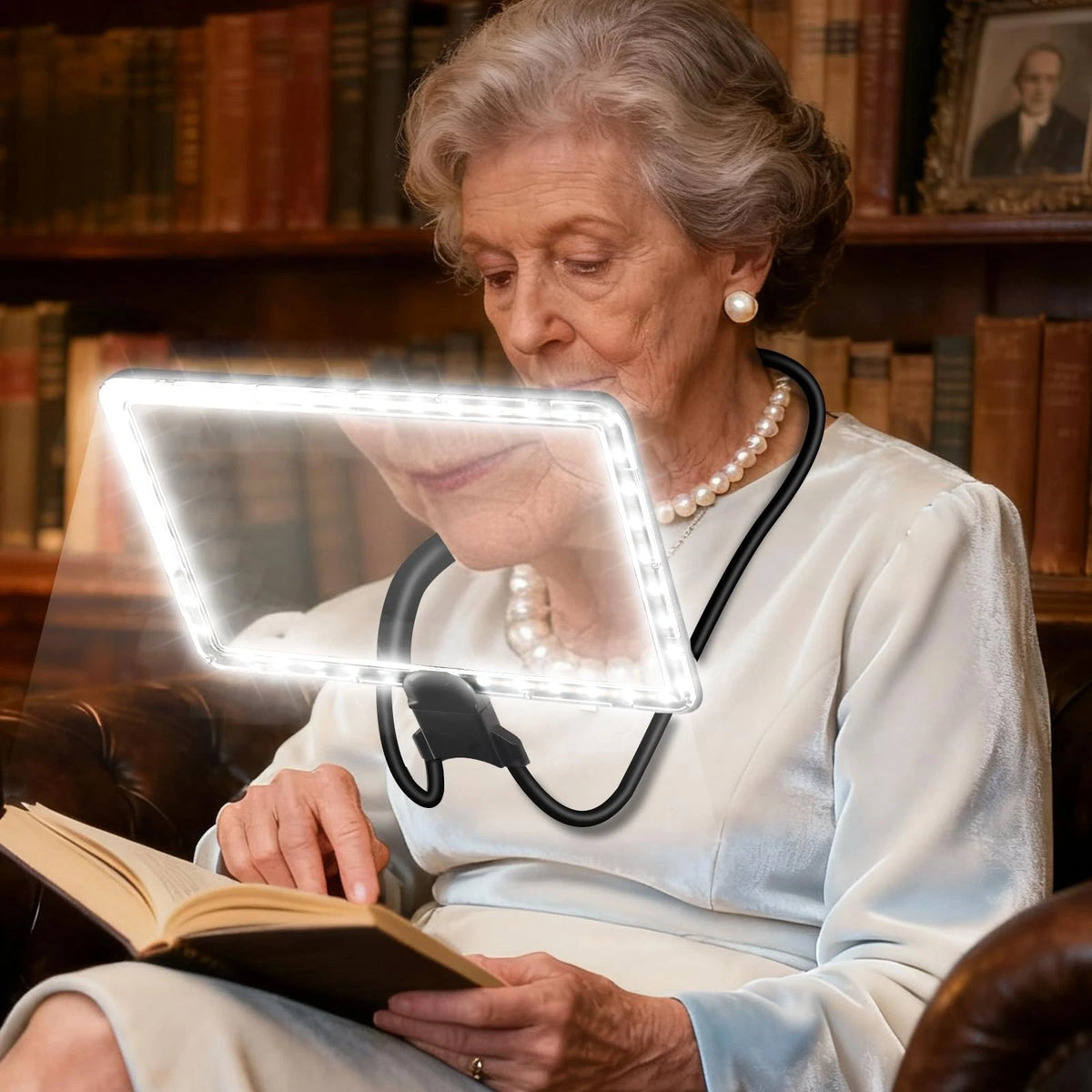 5X Neck Magnifying Glass with Light - Hands Free Magnifier, Black