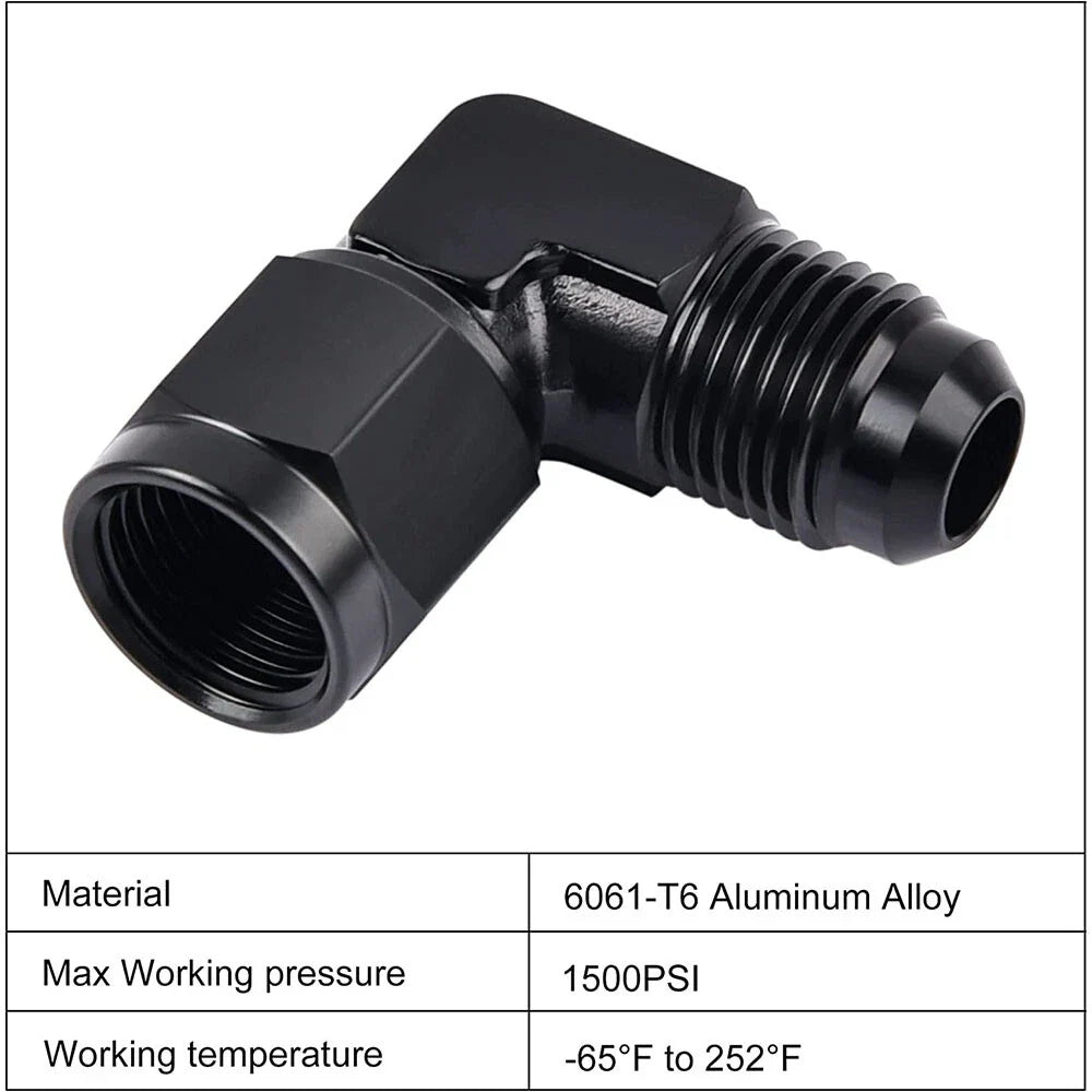 2x 6/8/10/12AN Female to Male Bulkhead Flare Adapter Swivel Hose Fitting 90°