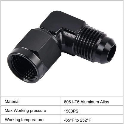 2x 6/8/10/12AN Female to Male Bulkhead Flare Adapter Swivel Hose Fitting 90°