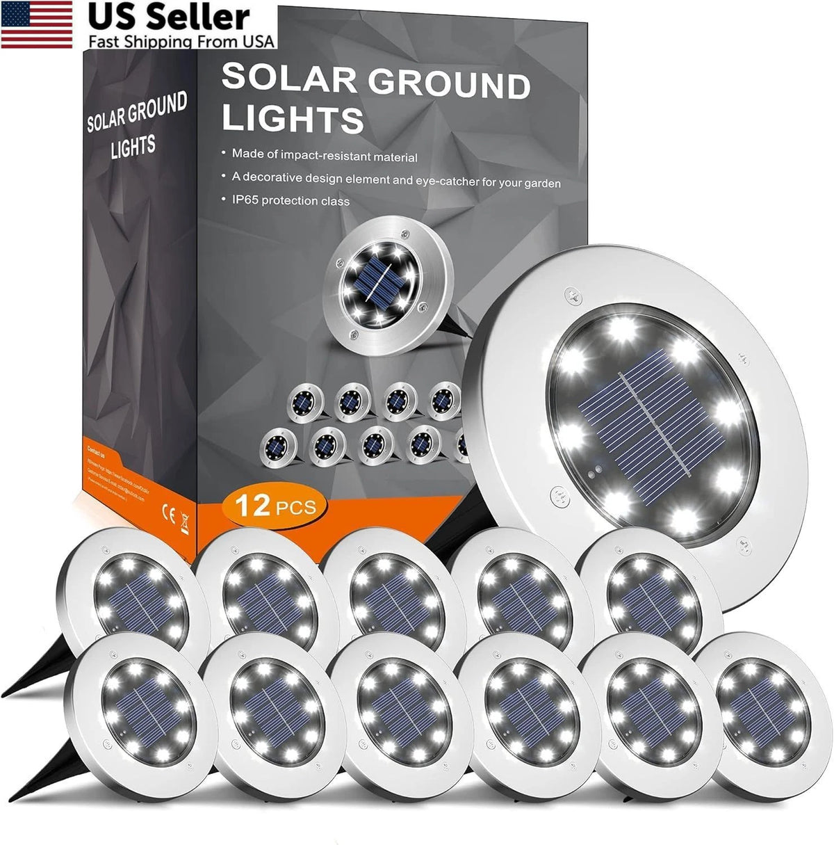 12 Pack Solar Lights for Outdoor Use (Waterproof, 4.6 Inch)