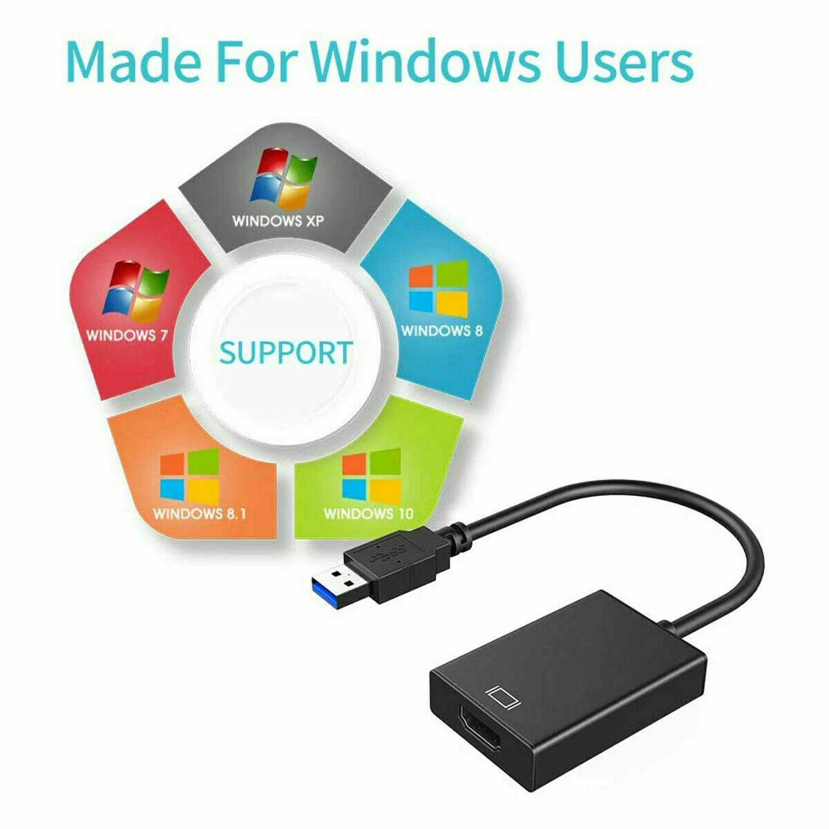 HD 1080P USB 3.0 to HDMI Video Cable Adapter for PC Laptop HDTV (No Years)