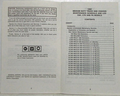 Maintenance Schedules Booklet for GMC TopKick Truck (1992)
