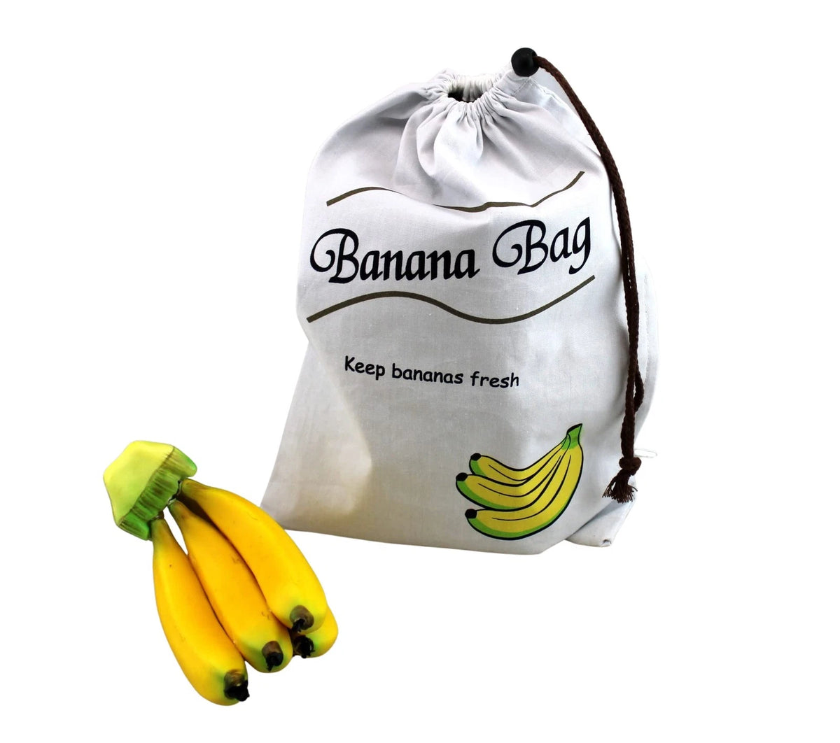 Banana Storage Drawstring Bag with Side Zipper - Beige