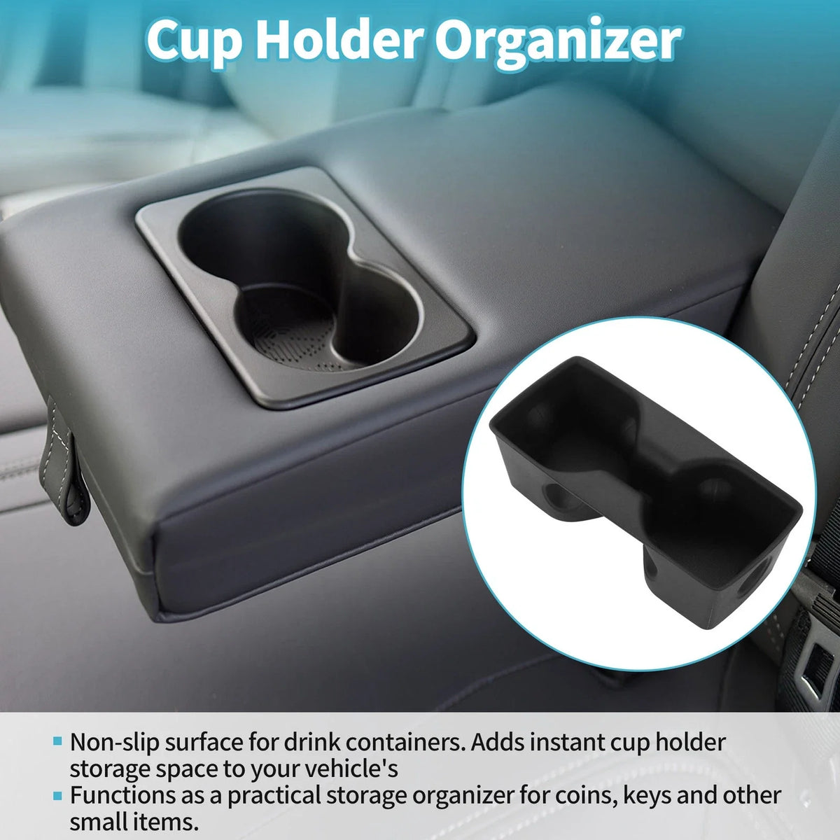 Rear Seat Center Armrest Cup Holder Organizer for Toyota RAV4 (2019–2021) TPE