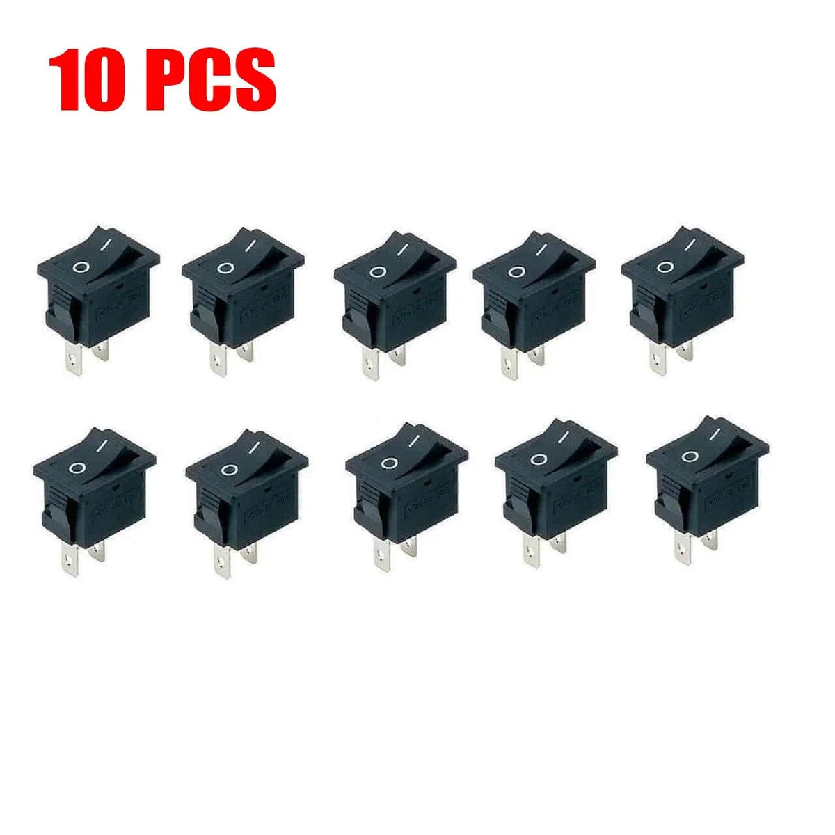 10X Black Rocker Switch for MINI (2 Pin ON/OFF SPST 125VAC 6A 250VAC 3A)