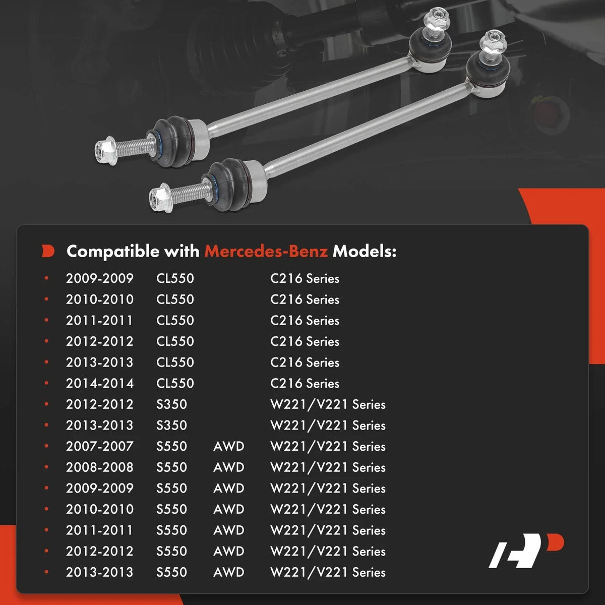 2X Front Side Sway Bar Links for Mercedes CL550 (2009–2014) S550 (2007–2013) S350