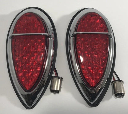 Tear Drop LED Tail Lights Pair with Gaskets for 1938–1939 Lincoln Zephyr