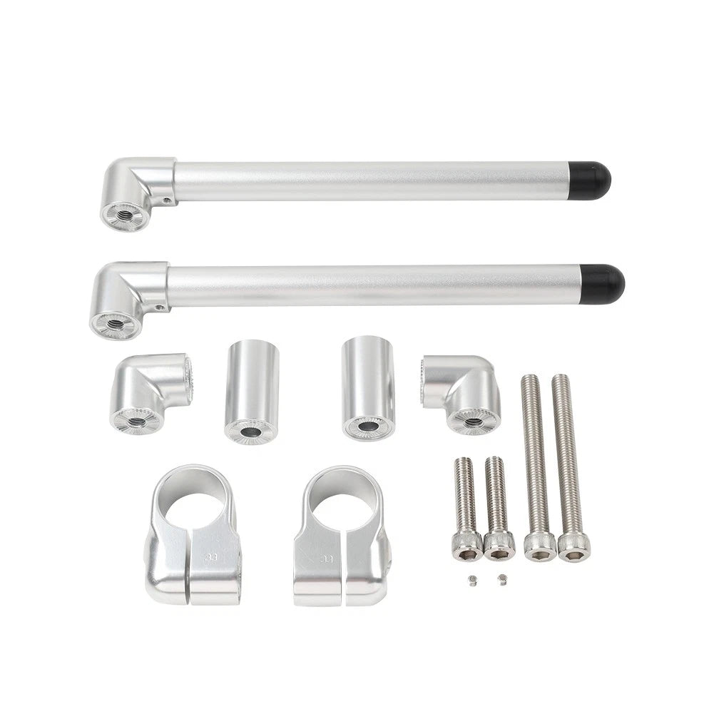 33MM Cafe Racer Bars for Universal Clip-On Handlebar (7/8") Silver