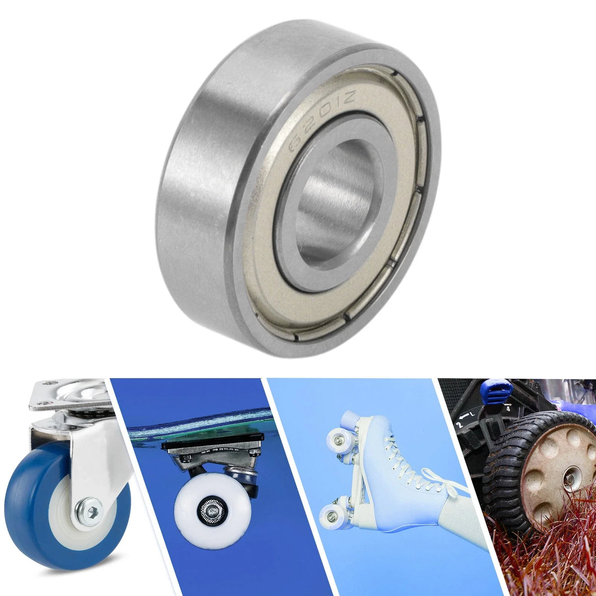 6201ZZ Deep Groove Ball Bearings for Scooter Skateboard Wheel (12x32x10mm)