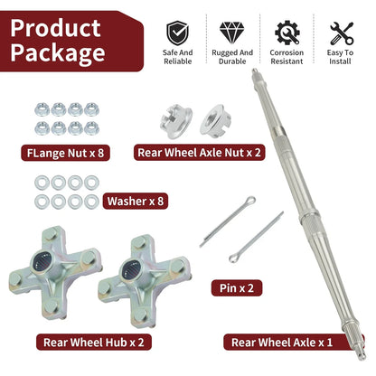 Rear Axle Shaft with Wheel Hubs & Nut Pin for Yamaha Blaster YFS200 (1988–2002)