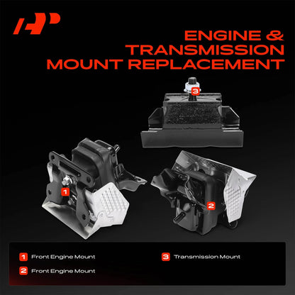 3X Engine & Transmission Mount for Chevrolet GMC Cadillac 5.3L (10001752, 15761786, 15788796)