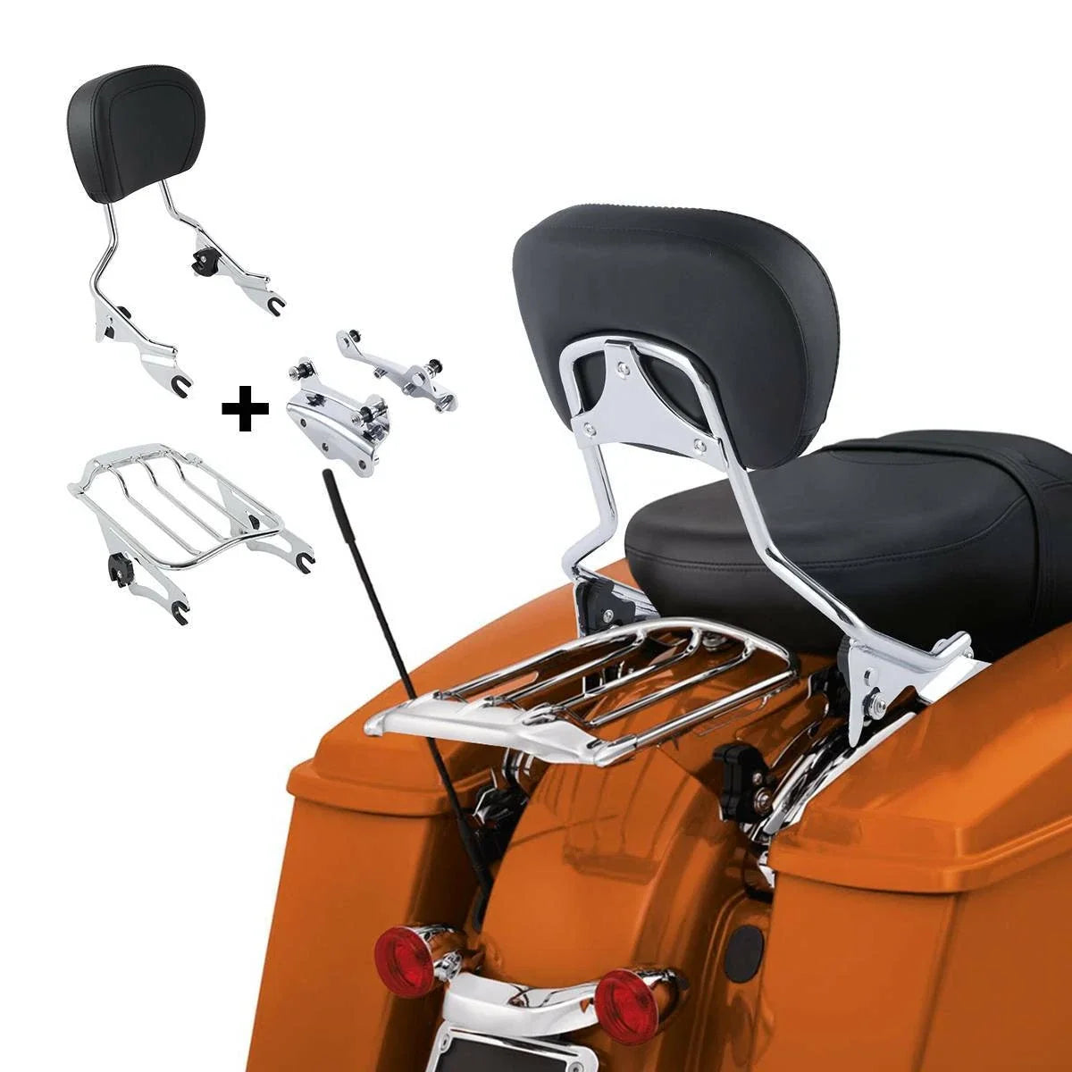 Sissy Bar Backrest Luggage Rack Docking Kit for Harley Road King (2009–2013)