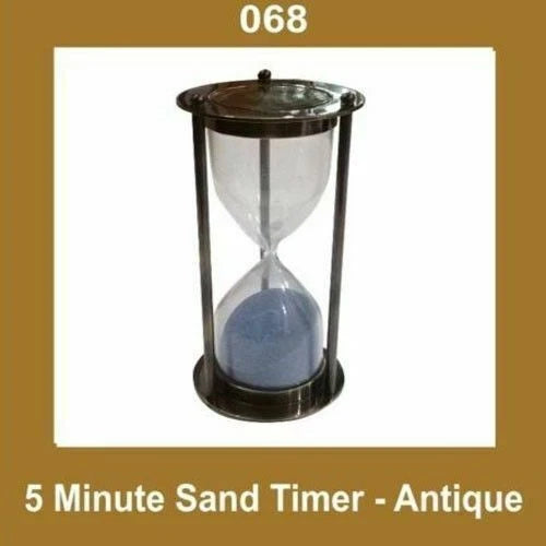 5 Minute Sand Timer for Home Decor - Antique Brass Nautical Design